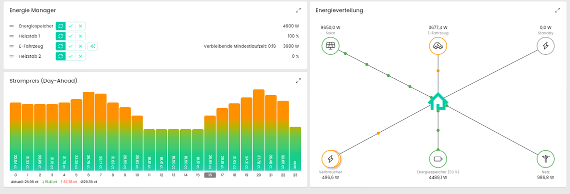 Übersicht des Energie Managers