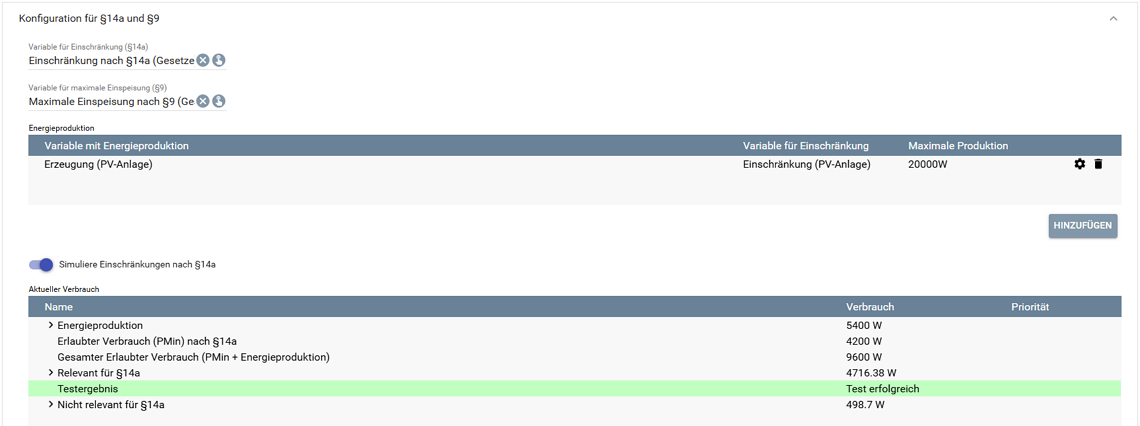 Konfiguration zu gesetzlichen Vorgaben