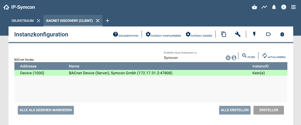 The automatic search in Symcon