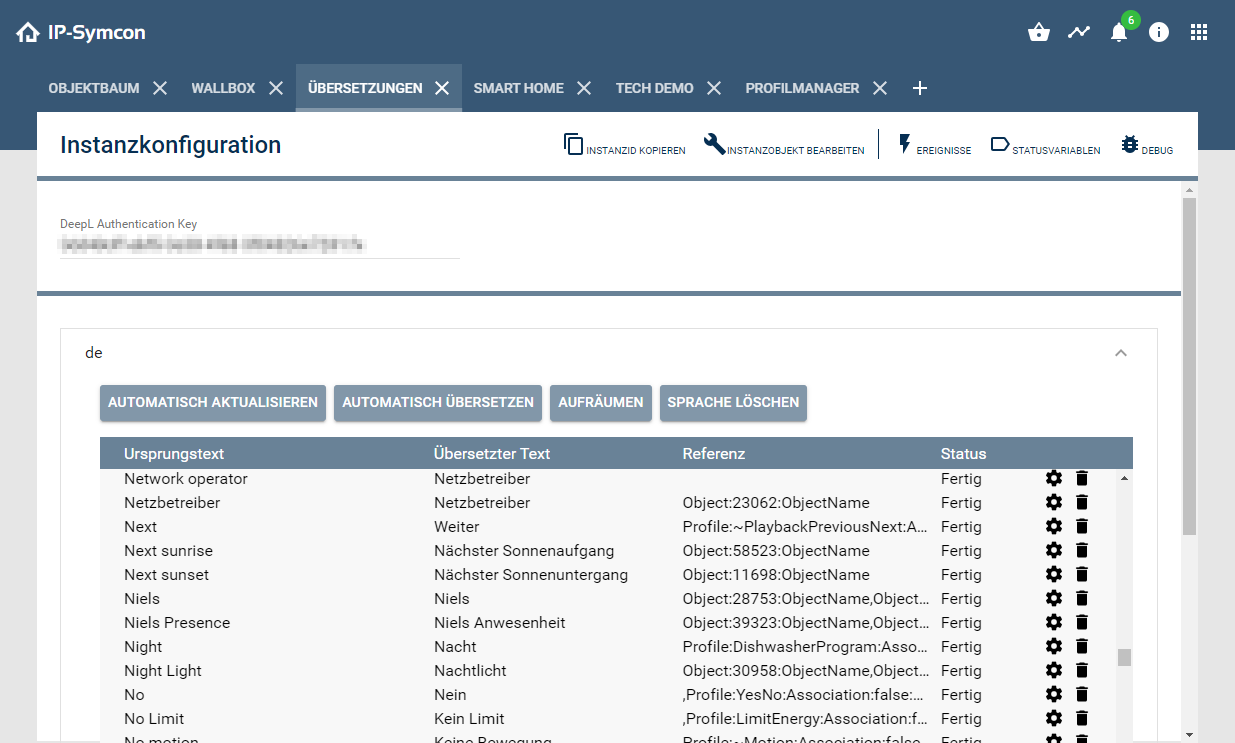 Configuration of localization in the console