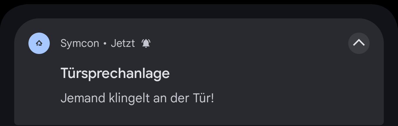 Geöffnete Türsprechanlagen Kachel mit Kamerabild und Aktionen