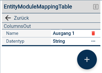 Ansicht "Ausgänge" eines Mapping Moduls