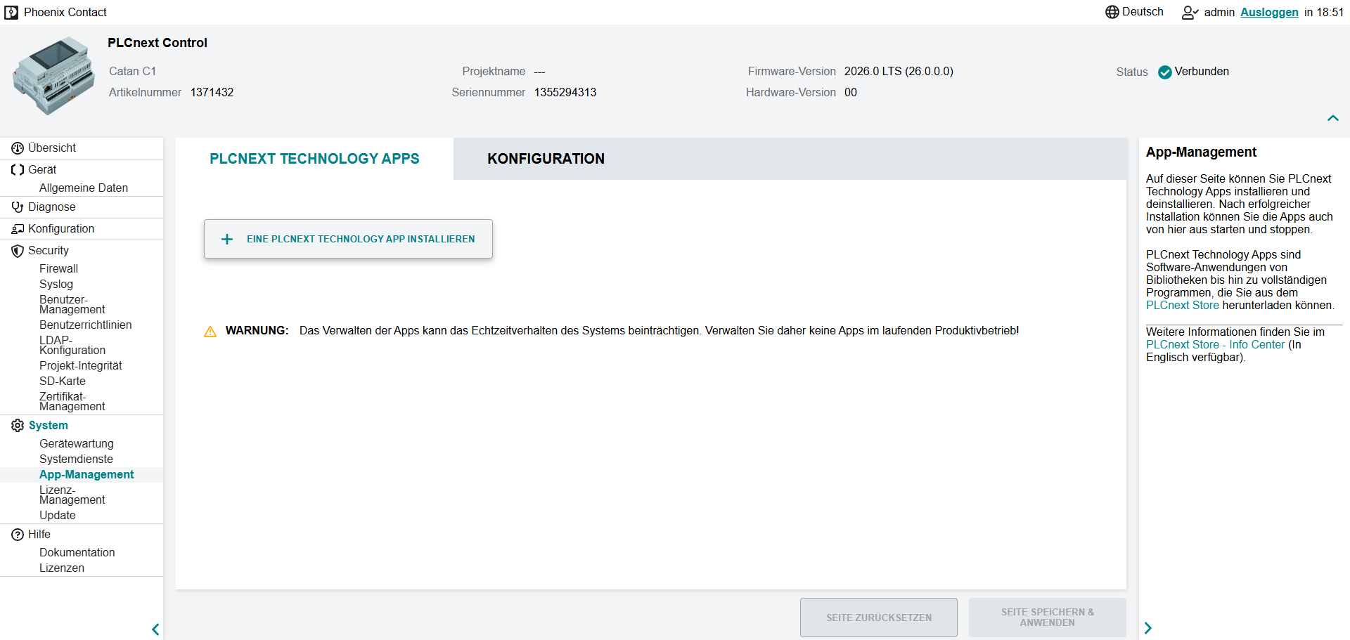 App über WBM installieren