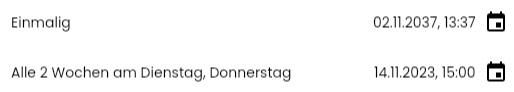 Zyklisches Ereignis in Liste