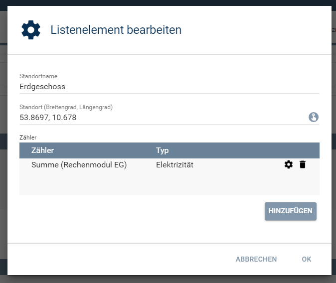 Konfiguration der Areale