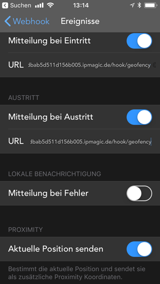 Geofency in app config