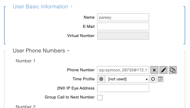 User phone number