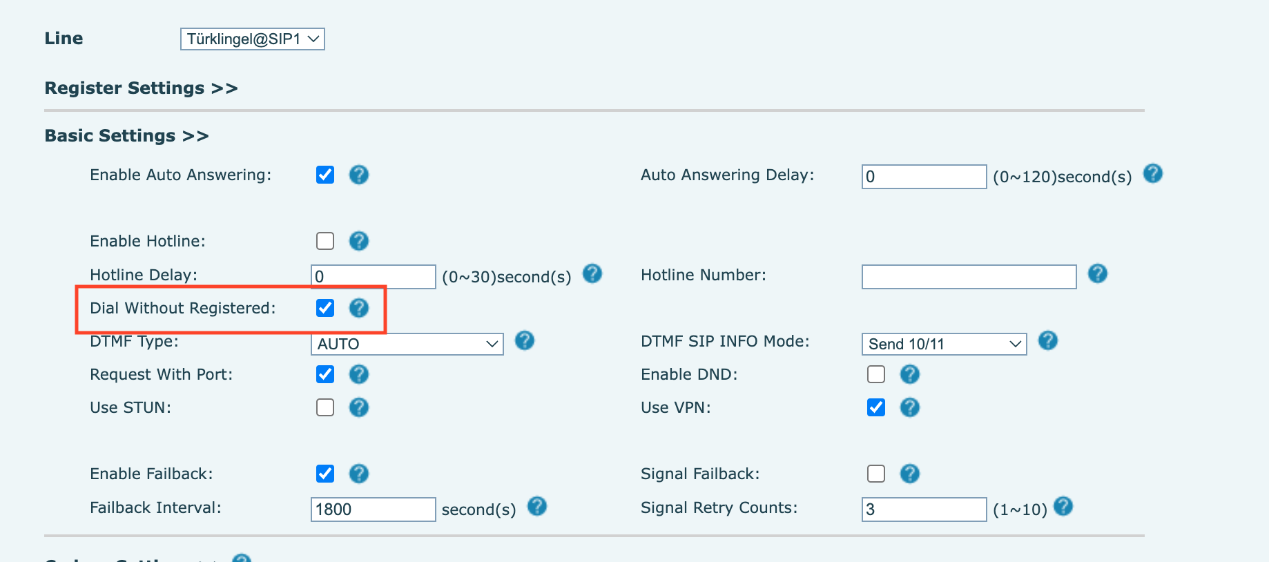 Fanvil basic settings