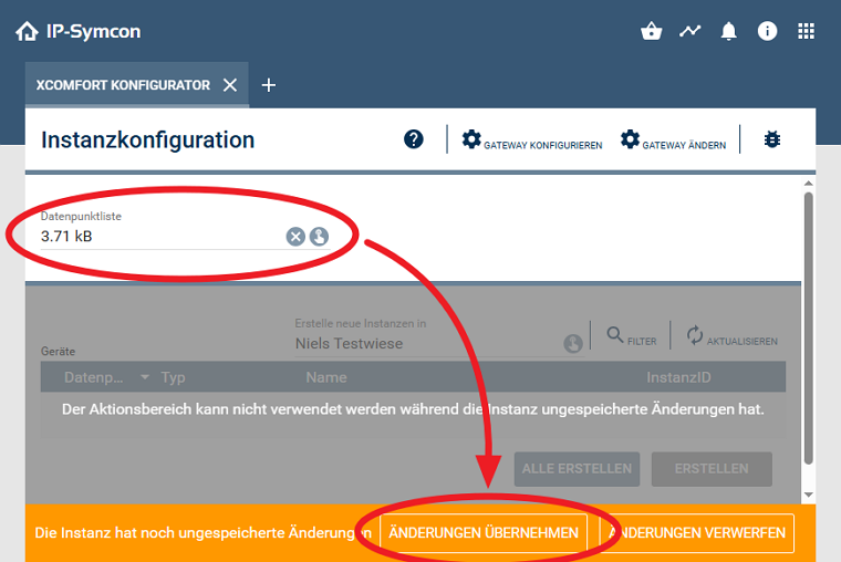 Datenpunktliste auswählen