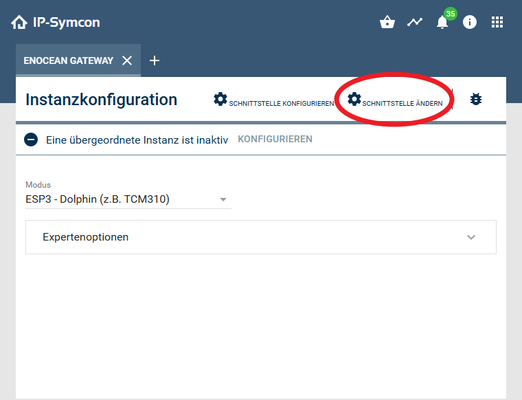 Gateway Konfigurationsseite